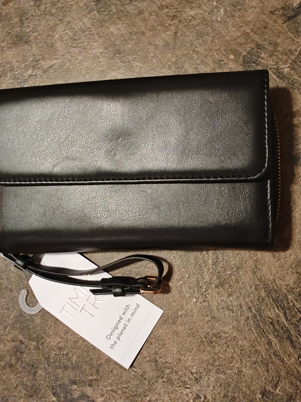 Time and Tru Black Wristlet Clutch with Detachable Strap